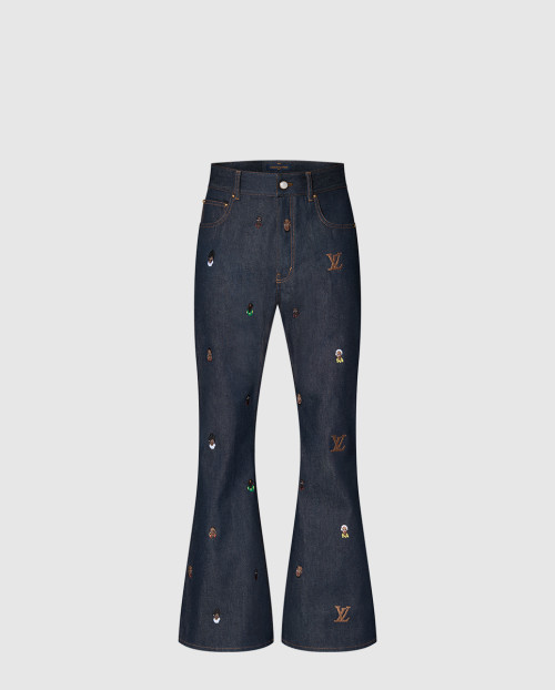 [LOUIS VUITTON-루이비통]자수 부츠컷 데님 팬츠 1AFI98
