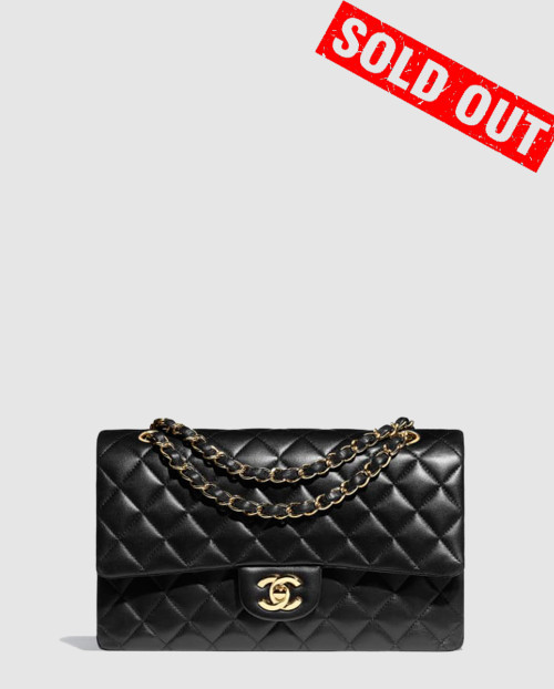 [CHANEL-샤넬]클래식 램스킨 미듐 블랙 금장