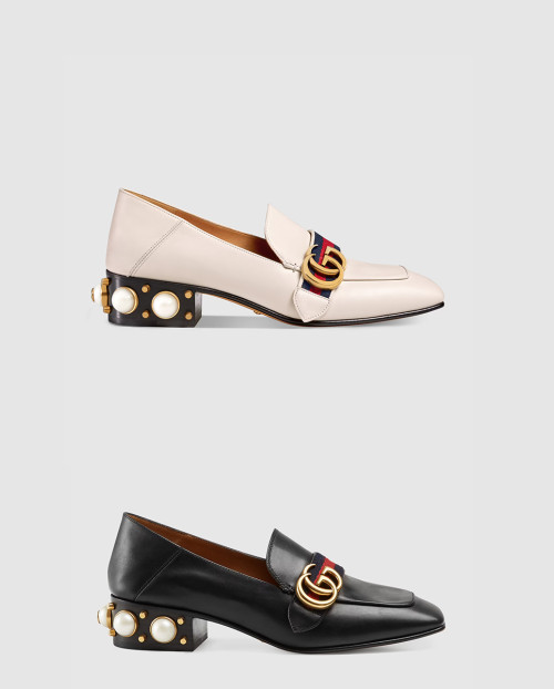 [GUCCI-구찌]펄 스터드 미드힐 로퍼 423559