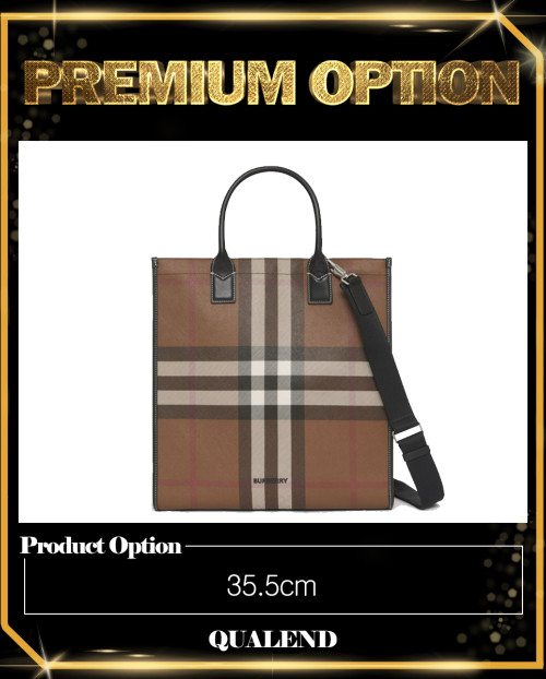 [BURBERRY-버버리]체크 레더 토트백 80491171