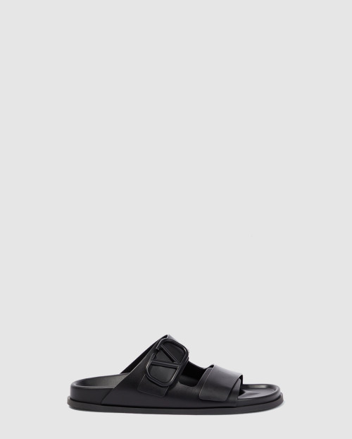 [VALENTINO-발렌티노]브이로고 레더 슬라이드