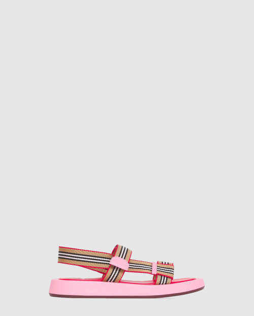 [BURBERRY-버버리]핑크 아이콘 스트라이프 샌들 8042675