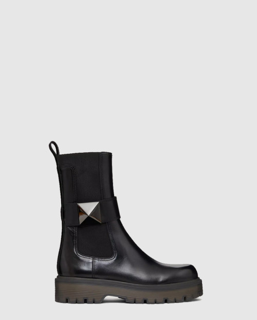 [VALENTINO-발렌티노]브이로고 시어링 콤뱃 부츠