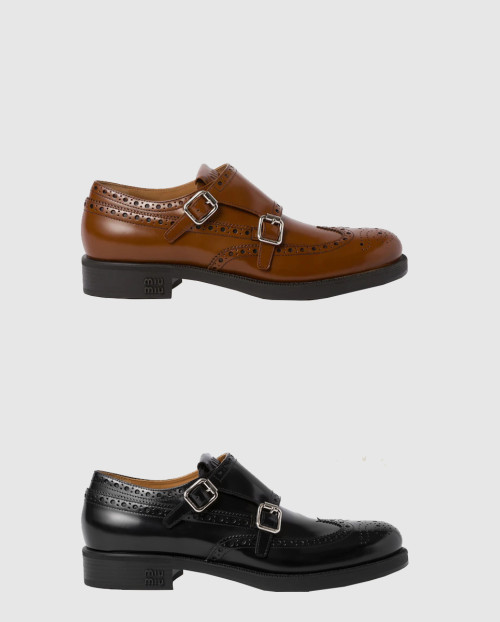 [MIUMIU-미우미우]브러시드 더블 몽크 로퍼 F0002