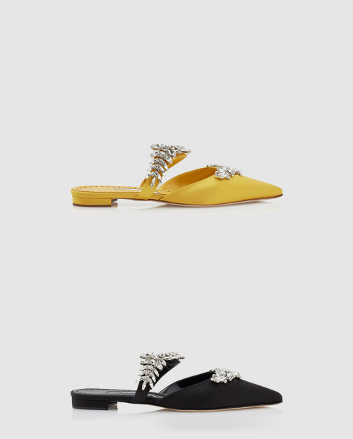 [M.BLAHNIK-마놀로블라닉]새틴 주얼 버클 뮬