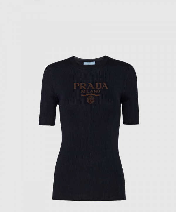 [PRADA-프라다]로고가 있는 실크 크루넥 스웨터 P24T1F