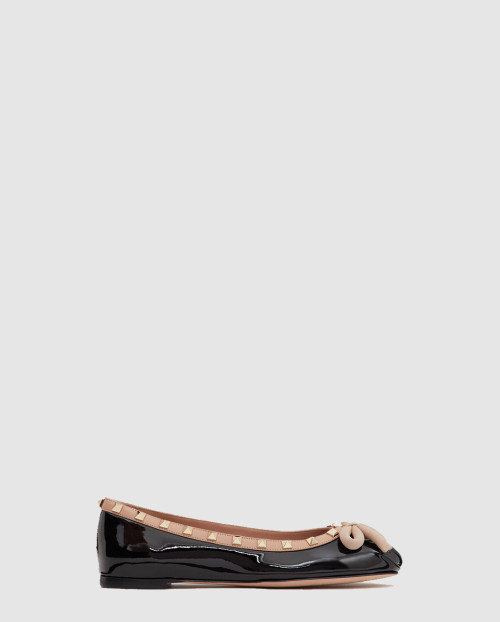 [VALENTINO-발렌티노]락스터드 페이턴트 가죽 발레리나