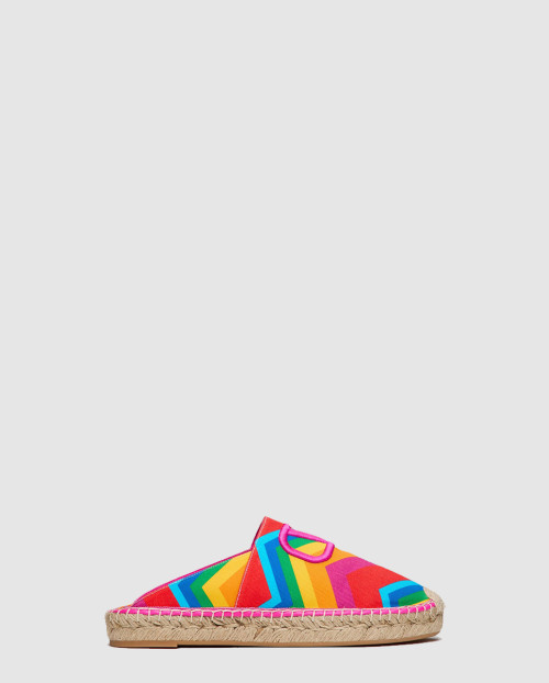 [VALENTINO-발렌티노]이스케이프 쉐브론 프린트 캔버스 뮬