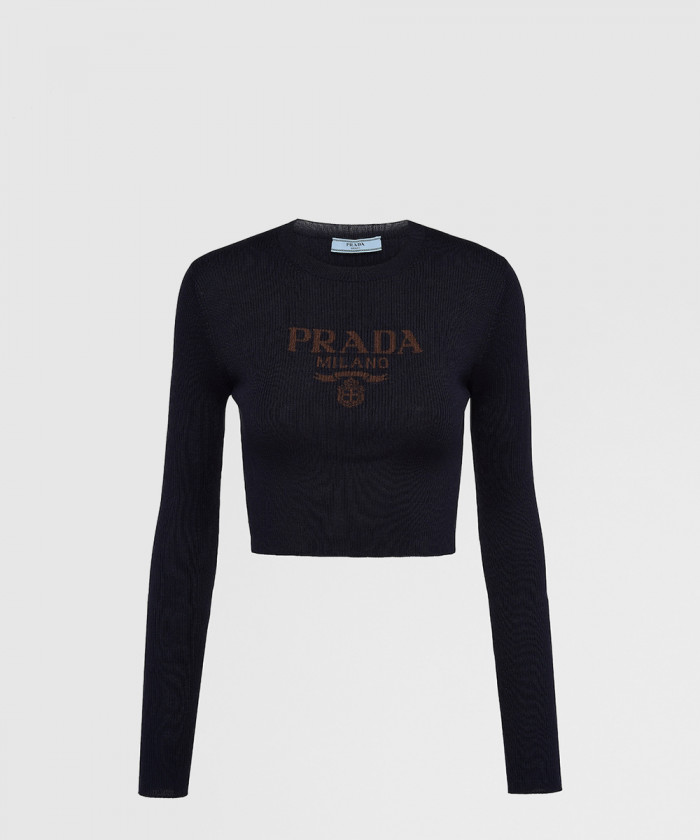 레플리카|이미테이션 prada-프라다로고가-있는-실크-크루넥-스웨터-p24s1g