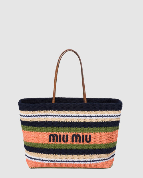 [MIUMIU-미우미우]라피아 앤 코튼 토트백 5BG228