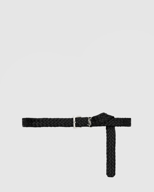 [SAINT LAURENT-생로랑]우븐 베지터블 태닝 가죽 소재의 CASSANDRE 벨트 777315