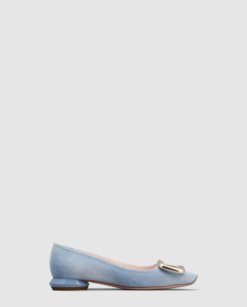 [ROGER VIVIER-로저비비에]메탈 버클 데님 발레 슈즈 6503