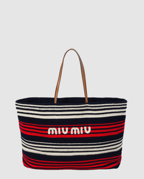 [MIUMIU-미우미우]라피아 앤 코튼 토트백 5BG228