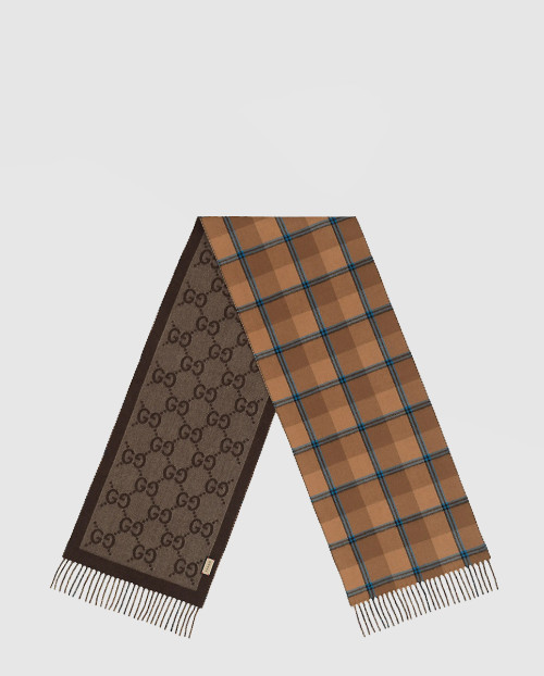 [GUCCI-구찌]GG 앤 타탄체크 울 자카르 스카프 713142