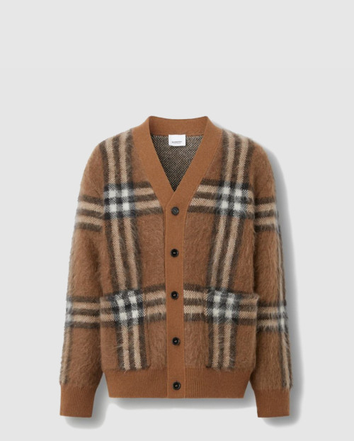 [BURBERRY-버버리]체크 울 모헤어 블렌드 자카드 손흥민 카디건 80579071