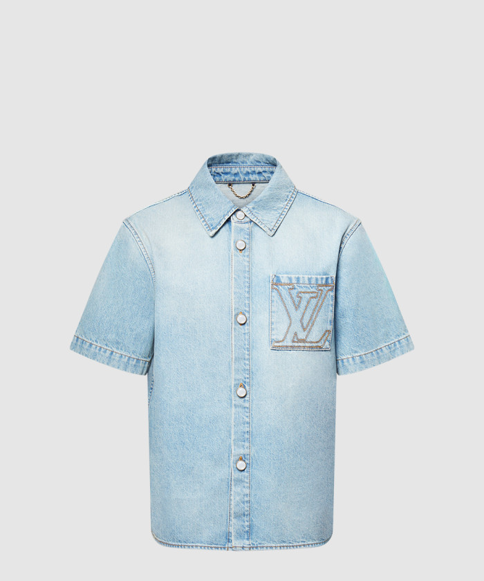 레플리카|이미테이션 louis-vuitton-루이비통쇼트-슬리브드-데님-셔츠-1agjor