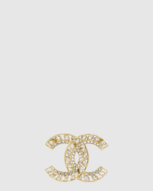 [CHANEL-샤넬]클래식 더블 C 펀칭 큐빅 브로치 ABA561