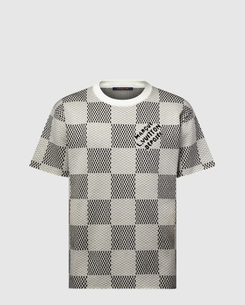 [LOUIS VUITTON-루이비통]DAMIER 자카드 쇼트 슬리브 크루넥 1AHEBB