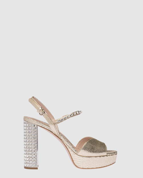 [MIUMIU-미우미우]큐빅 통굽 샌들 5XP877