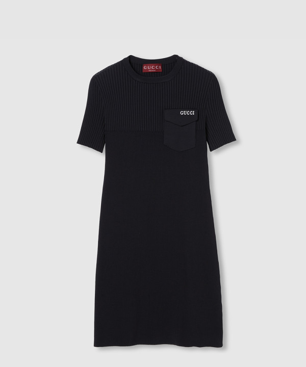 [GUCCI-구찌]인타르시아 디테일의 리브 패브릭 드레스 828139