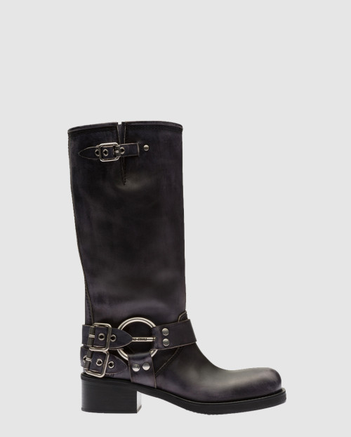 [MIUMIU-미우미우]가죽 오토바이 부츠 5W791D