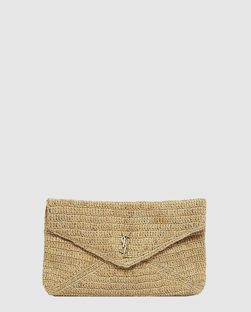 [SAINT LAURENT-생로랑]CASSANDRE 라피아 소재의 대형 봉투형 파우치 786074