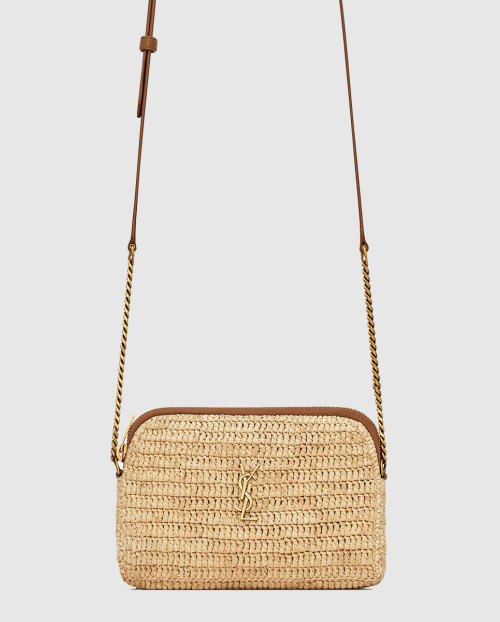 [SAINT LAURENT-생로랑]라피아 및 베지터블 태닝 가죽 소재의 GABY 지퍼 파우치 774293