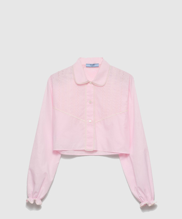 [LOEWE-로에베]자수 크롭 바티스트 셔츠 P445IR