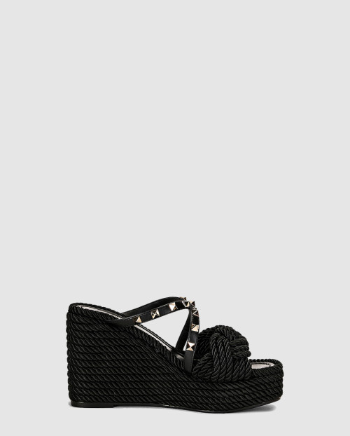 [VALENTINO-발렌티노]가죽 에스파드릴 웨지 샌들