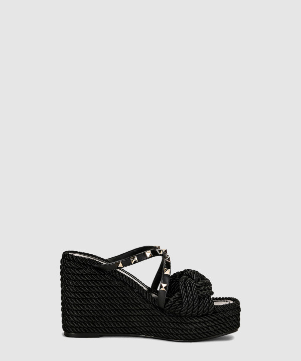 [VALENTINO-발렌티노]가죽 에스파드릴 웨지 샌들