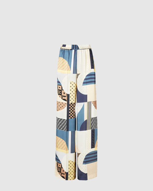 [FENDI-펜디]패치워크 프린트 실크 팬츠 FR6494