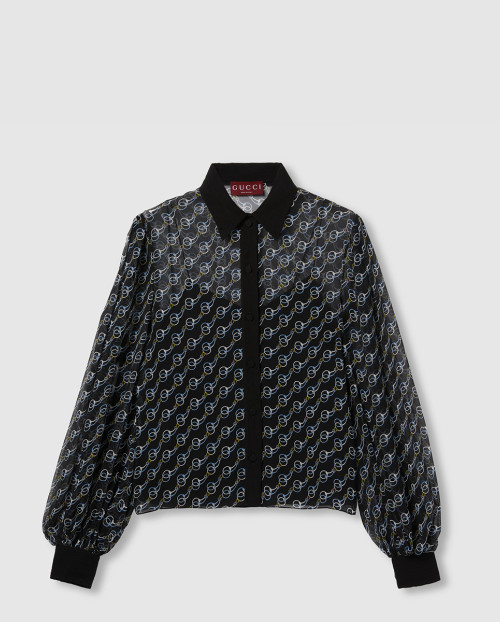[GUCCI-구찌]프린트 멀버리 실크 크레이프 셔츠 818460