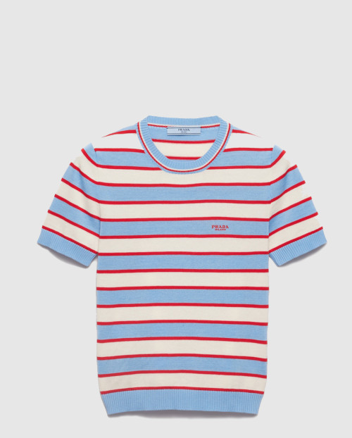 [PRADA-프라다]스트라이프 크루넥 코튼 스웨터 P24S2H