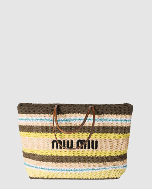 [MIUMIU-미우미우]라피아 앤 코튼 토트백 5BG228