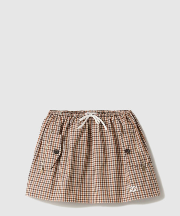 [MIUMIU-미우미우]깅엄 체크 기능성 소재 스커트 MG2385