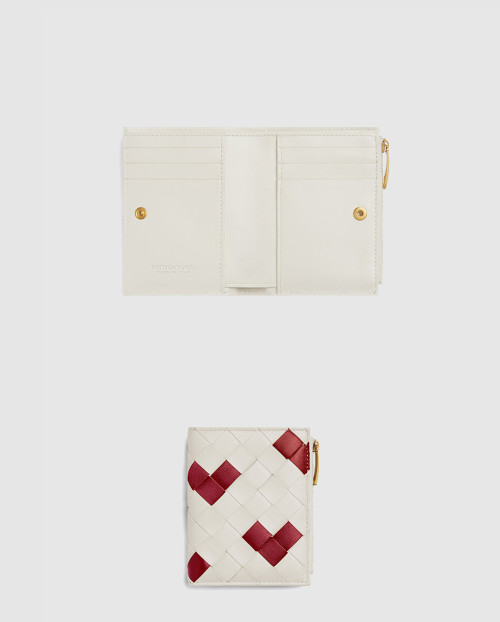 [BOTTEGA-보테가베네타]작은 가죽 인트레치아토 이중 지갑 667468