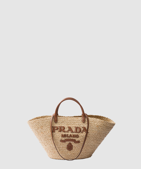 [PRADA-프라다]라지 라피아 및 가죽 쇼핑백 1BG470
