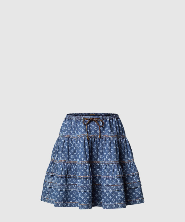 [LOUIS VUITTON-루이비통]MONOGRAM 데님 티어드 스커트 1AI199