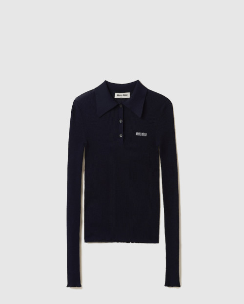 [MIUMIU-미우미우]캐시미어 및 실크 니트 폴로 셔츠 MML820