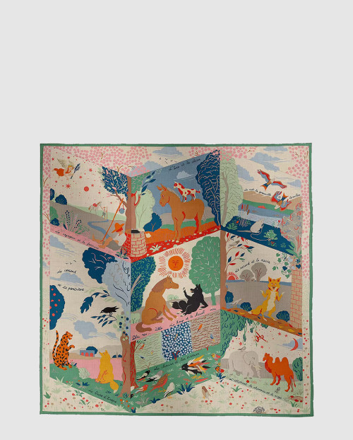 [HERMES-에르메스]Le Livre d Esope 숄 140