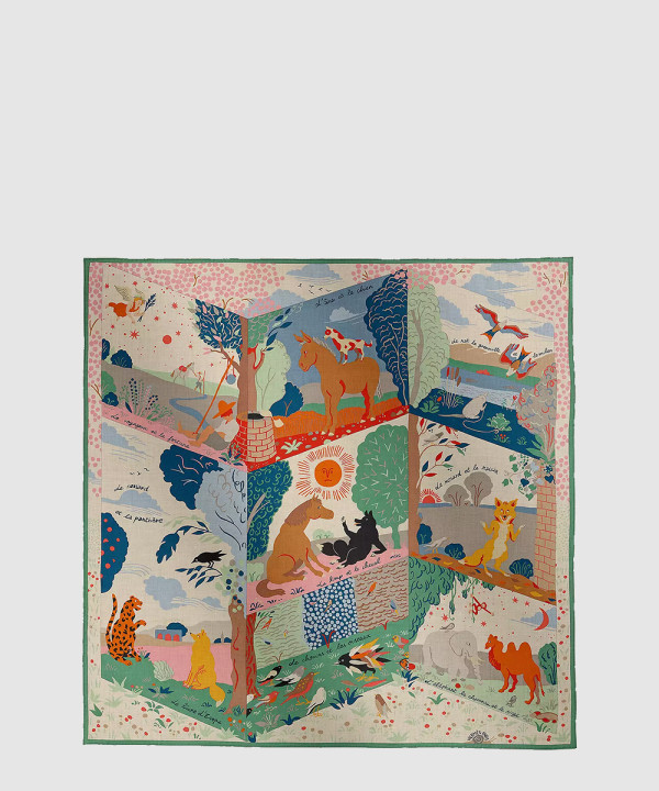 [HERMES-에르메스]Le Livre d Esope 숄 140