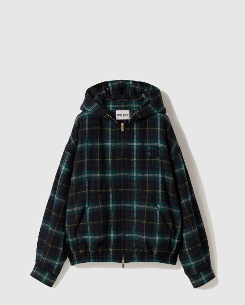 [MIUMIU-미우미우]체크무늬 후드 재킷 ML1011