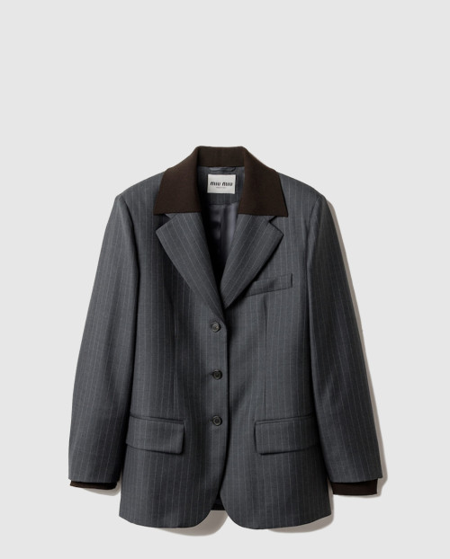 [MIUMIU-미우미우]싱글 브레스티드 핀스트라이프 재킷 MH2005