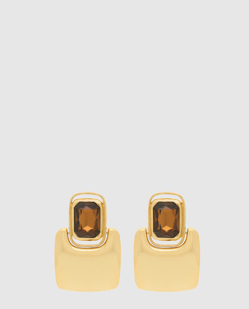 [SAINT LAURENT-생로랑]메탈 소재의 카보숑 스퀘어 이어링 800770