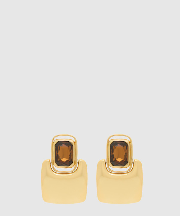 [SAINT LAURENT-생로랑]메탈 소재의 카보숑 스퀘어 이어링 800770