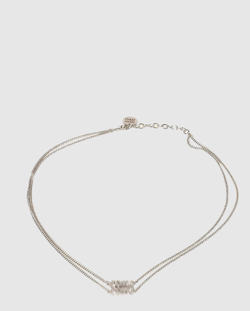 [MIUMIU-미우미우]크리스털 로고 메탈 목걸이 5IC126