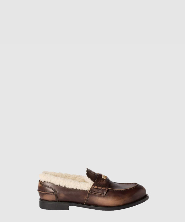 [MIUMIU-미우미우]가죽 시어링 페니 로퍼 5D530E