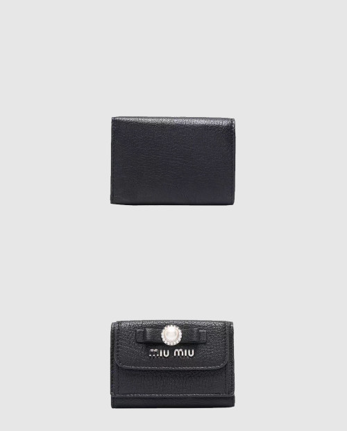 [MIUMIU-미우미우]펄 보우 로고 트리폴드 지갑 5MH021
