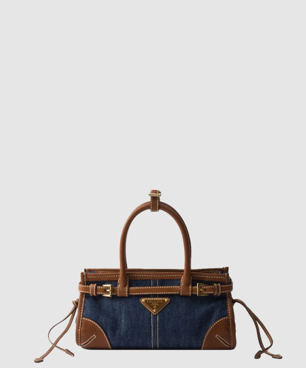 [PRADA-프라다]보니 데님과 가죽 패치 클러치 1BA486